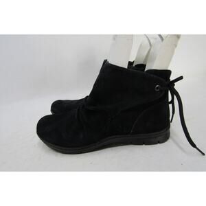 BOC Born Womens Size 8 M Black Suede Slouch Lace Up Back Ankle Fashion Boots